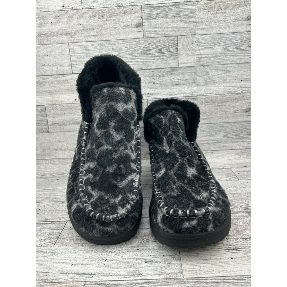 Hey Dude Denny Marble Leopard Grey Black Faux Fur Lined Ankle Boots Women Sz 10 - Picture 2 of 16